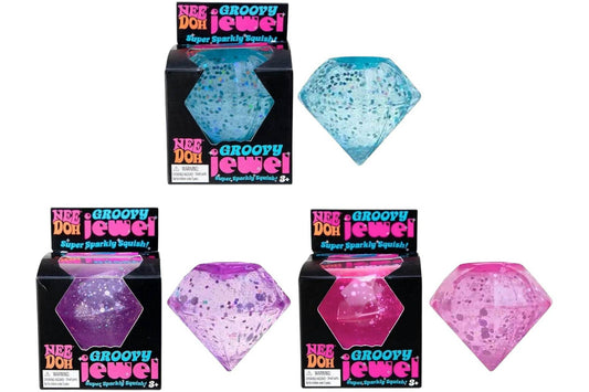 NeeDoh Groovy Jewel Squishy Fidget Toy Set of 3 Purple/Blue/Pink