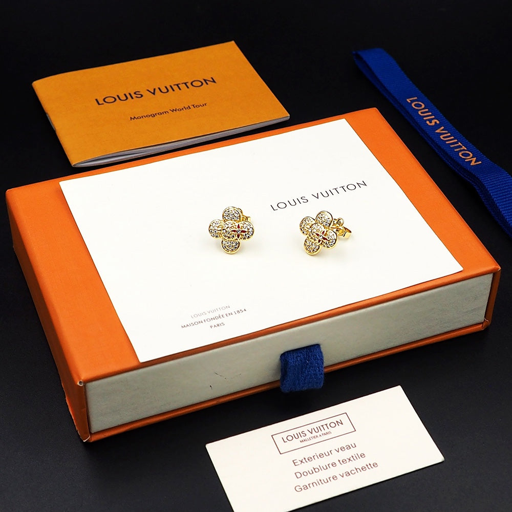 18K Louis Vuitton Vivienne Diamond Earrings